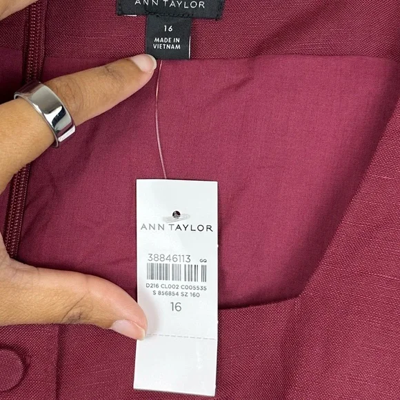 Ann Taylor Linen Blend Square Neck Button Down Midi Dress Women’s 16 NWT - Picture 6 of 8